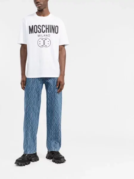 Raštuotas marškinėliai Moschino balta