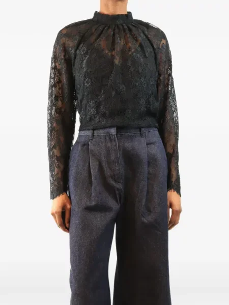 Bluză Self-portrait cu model floral din dantelă negru