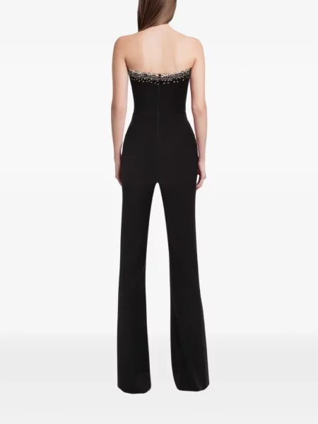 Kombinezon Gemy Maalouf w kwiatki z koralikami czarny