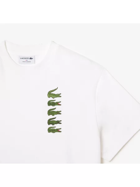 Lacoste Koszulka Oversize Iconic Croc Print biała
