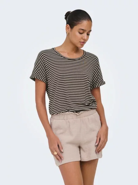 JDY Tricou JDYSISSY maro închis alb