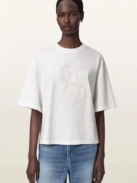 AllSaints tricou oversized pentru femei din REFLEX AMELIE TEE alb