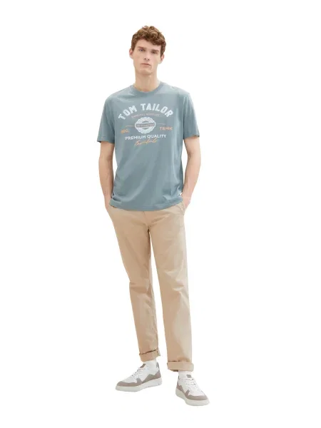 TOM TAILOR Tricou verde mentă / portocaliu alb