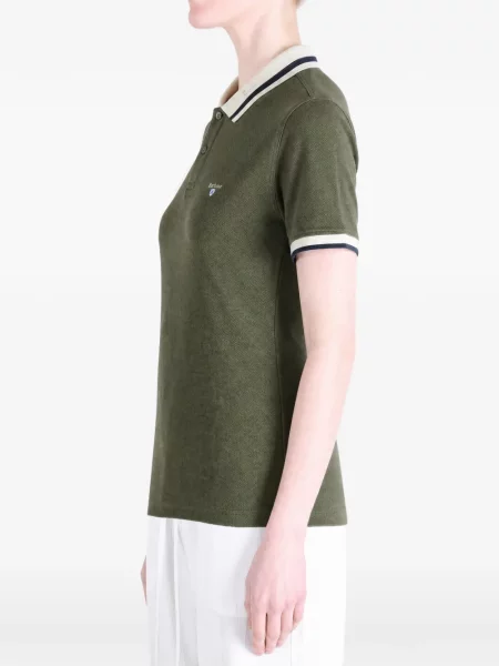 Tricou polo Barbour cu broderie verde