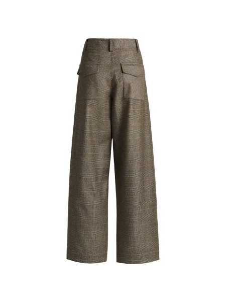 Pantaloni palazzo Kiton în carouri maro