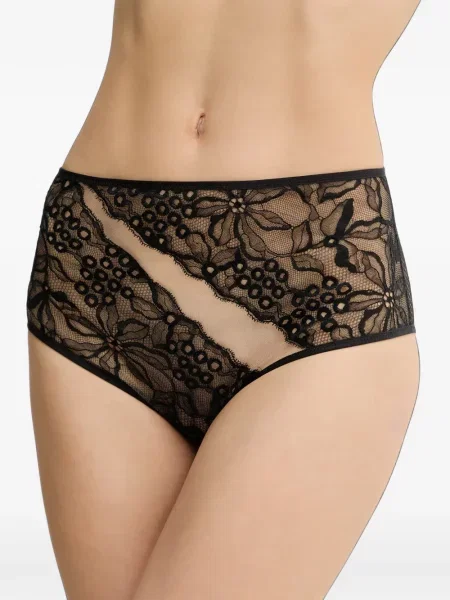 Chiloți briefs Chantelle cu model floral plasă negru