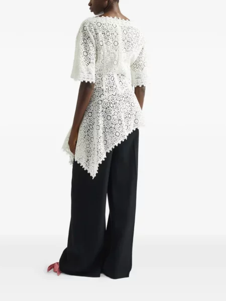 Top Erdem din dantelă drapat alb