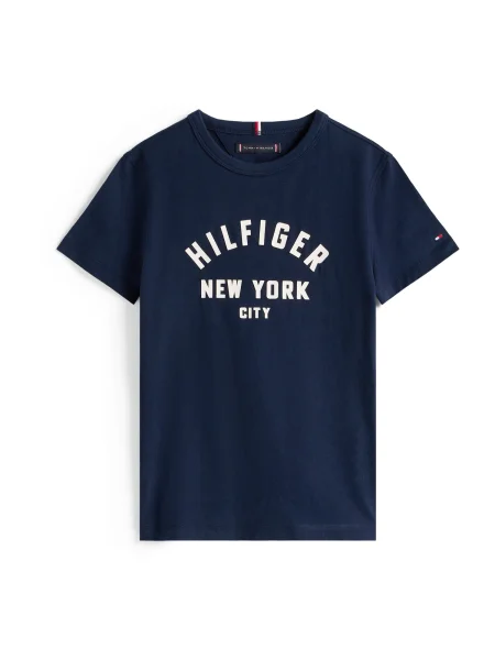 Tommy Hilfiger Majica Curved Graphic Mornarsko modra bela