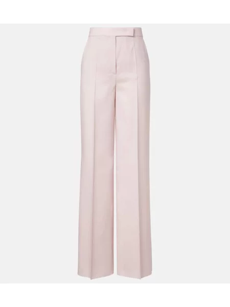 Pantaloni Max Mara de lână roz