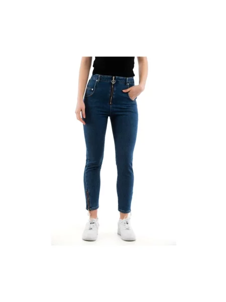 Skinny jeansy Moschino niebieskie