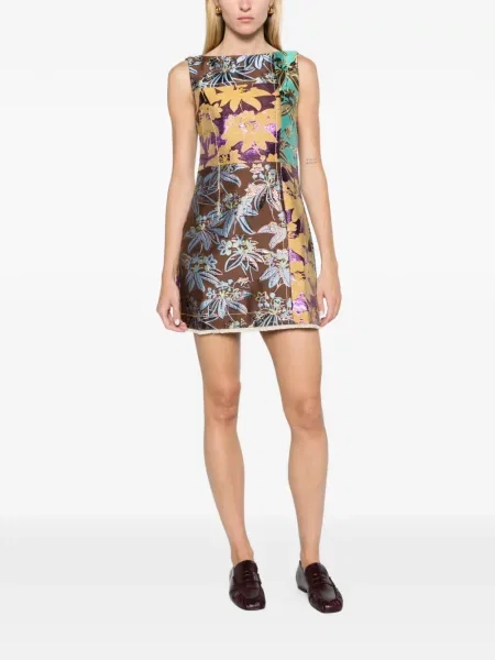 Rochie mini Alemais din jacard maro