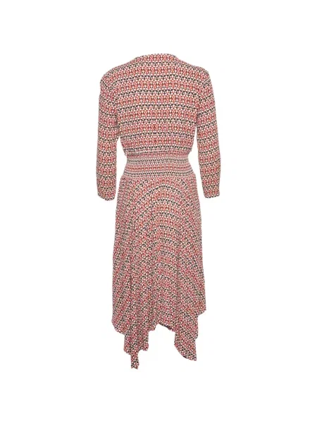 Rochie Maje cu imagine cu imprimeu geometric asimetrică roșu