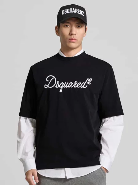 T-shirt o kroju loose fit z czystej bawełny Dsquared2 czarna