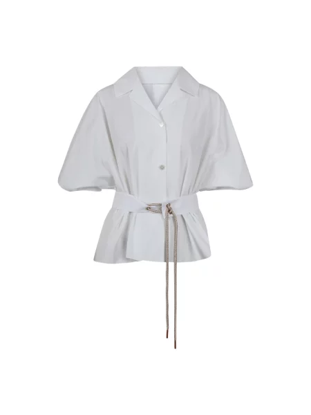 Koszula Max Mara popelinowa ze sznurkiem biała