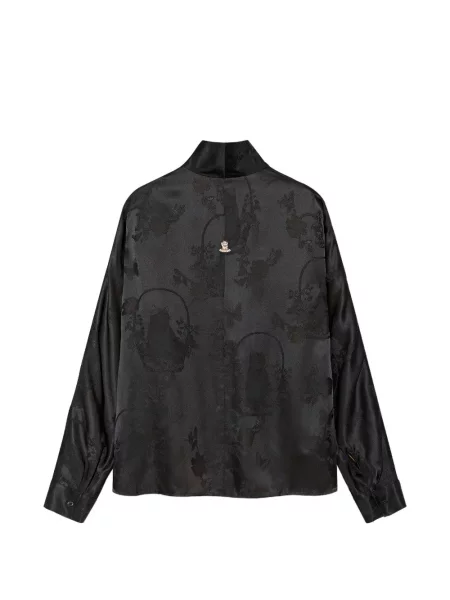 Bluză Shanghai Tang cu model floral din jacard negru