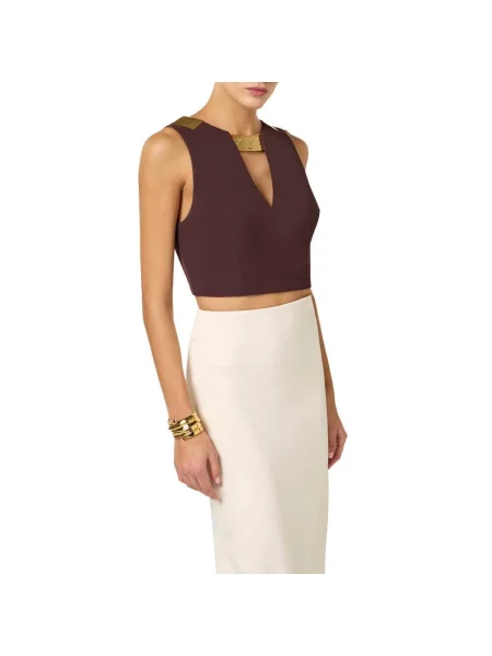 Top Elisabetta Franchi z krepy brązowy