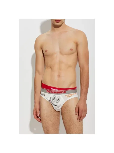 Majtki Dsquared2 z nadrukiem białe