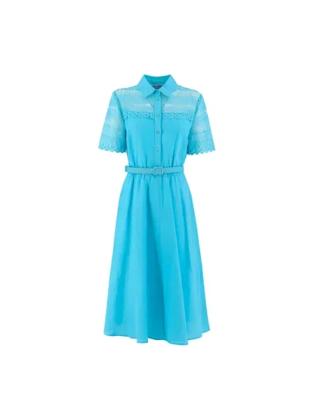 Sukienka koszulowa Ermanno Scervino koronkowa niebieska