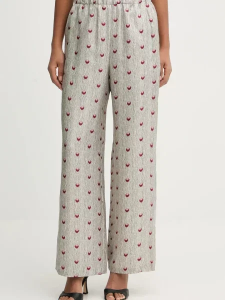 MM pantaloni de mătase PIOVRA lat high waist gri