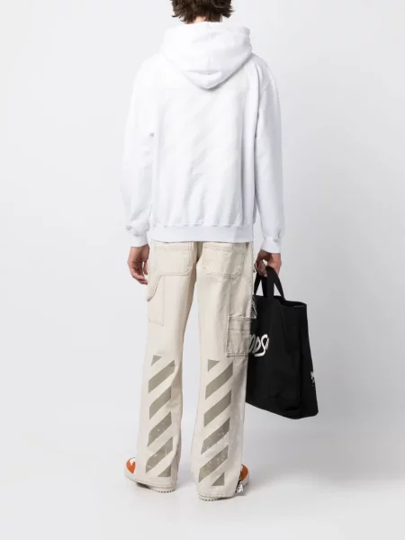 Hanorac cu glugă Off-white cu imagine alb