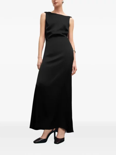 Rochie maxi Marcella asimetrică negru