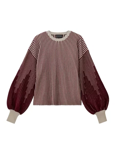 Sweter Emporio Armani w paski z nadrukiem czerwony