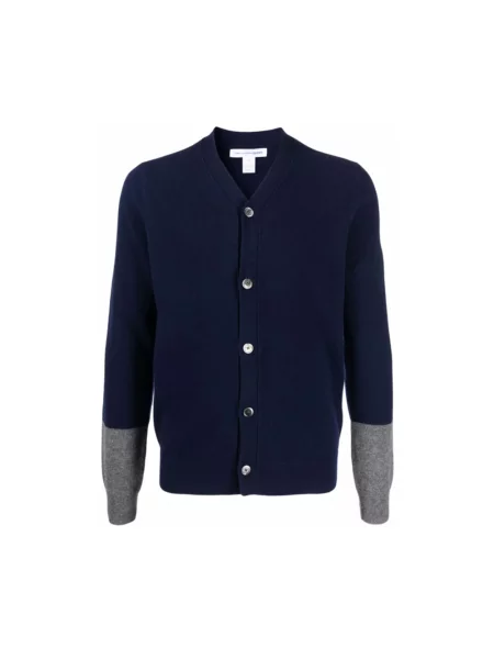 Sweter Comme Des Garcons z dekoltem w serek niebieski