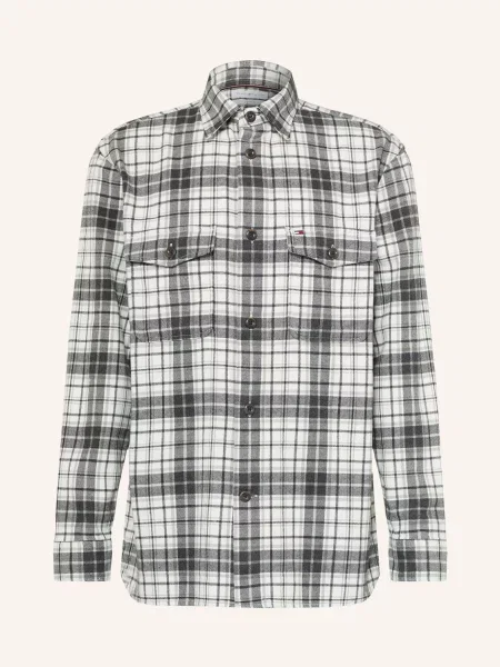 Tommy Hilfiger Flanelová Košile Classic Fit / tmavě šedá / šedá bílá