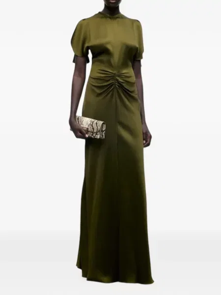 Rochie maxi Victoria Beckham evazată verde
