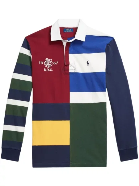 Поло тениска Polo Ralph Lauren на райета с принт зелено