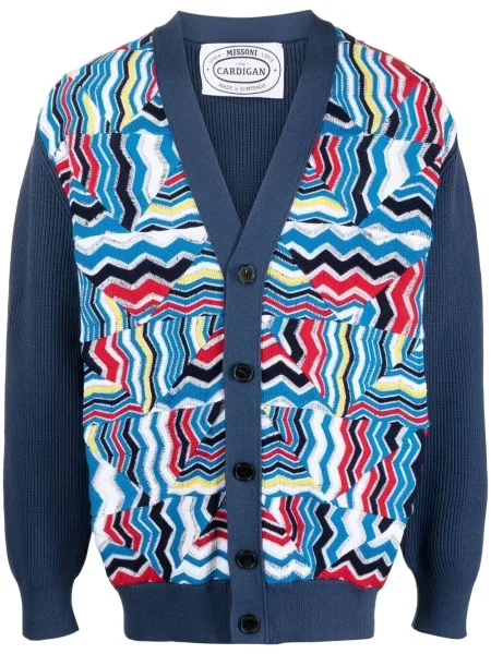 Cardigan Missoni tricotate cu imagine albastru