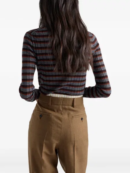 Tricou polo Prada de mătase maro