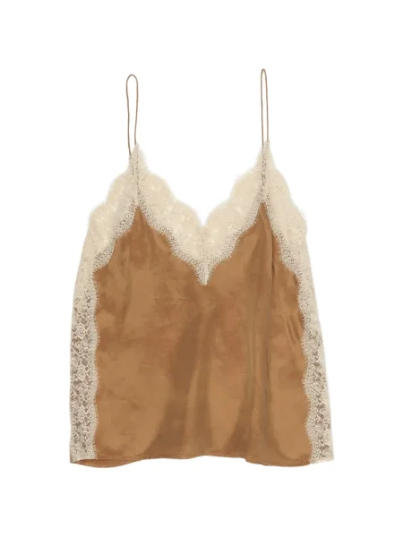 Top Bimba Y Lola cu decolteu în V din dantelă maro