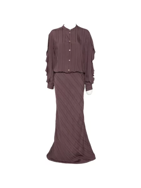 Rochie maxi Kristina Ti cu dungi cu volane violet