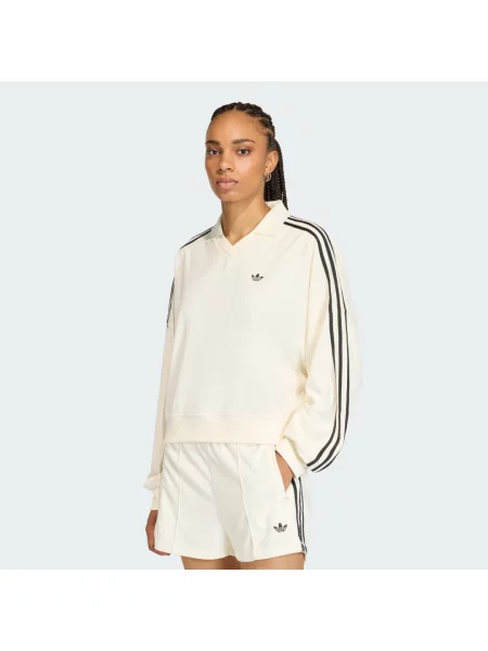 Polokošile TERRY TOWEL V NECK LONG SLEEVES bílé