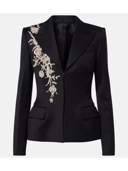Sacou Mcqueen cu broderie de lână negru
