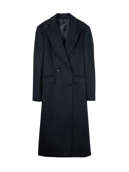 GOBI Cashmere Palton de primăvară-toamnă Double-Breasted Long Coat' negru