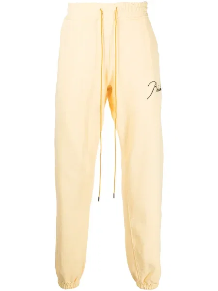 Pantaloni Rhude cu broderie alergare galben