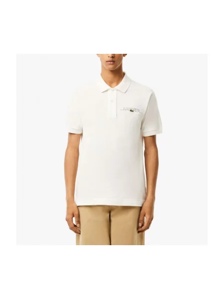 Gulerat scurt tricou Lacoste alb
