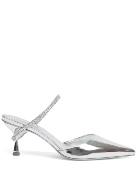 Klapki mules Simkhai z kryształkami srebrne