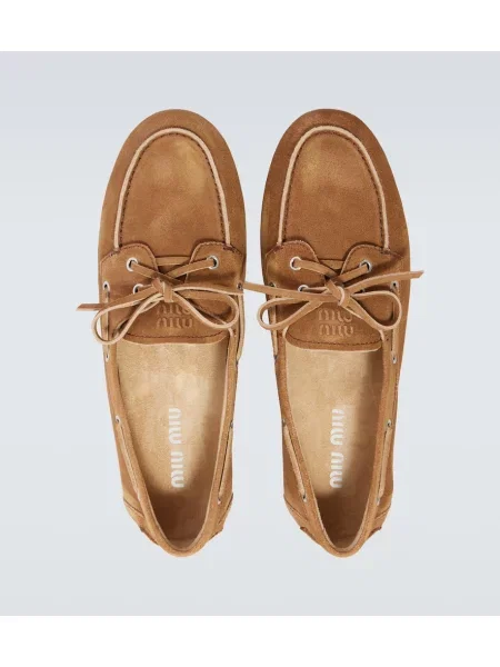 Pantofi loafer Miu Miu din piele de căprioară maro