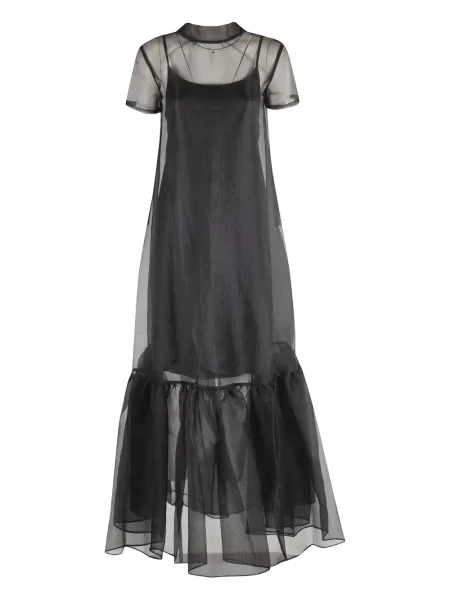Rochie maxi Staud cu volane cu legături negru