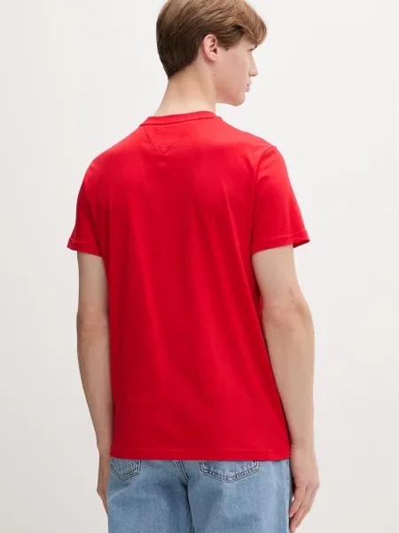 T-shirt o kroju regular fit z czystej bawełny Tommy Hilfiger Jeans czerwona