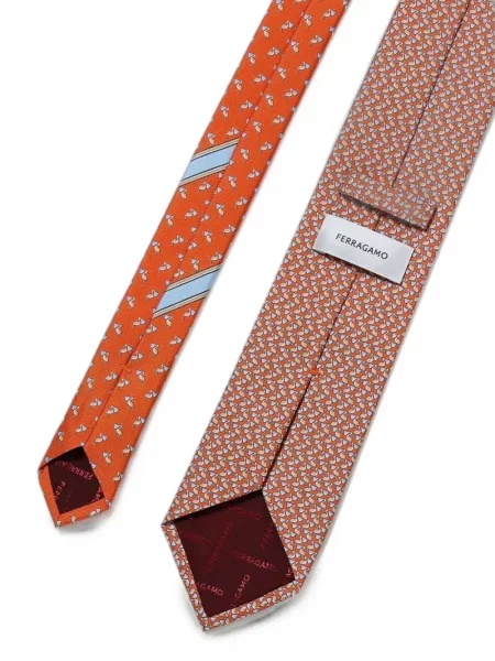 Cravată Ferragamo de mătase cu imagine portocaliu