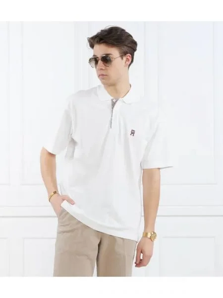 Tommy Hilfiger Tenisz póló MONOGRAM PLACKET ARCHIV fehér