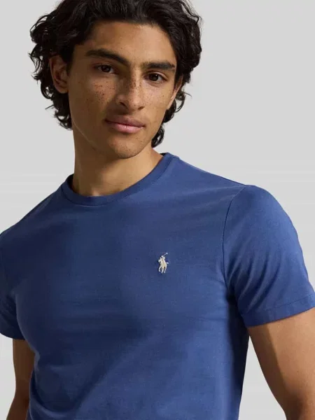 T-shirt o kroju custom slim fit z wyhaftowanym logo Polo Ralph Lauren niebieska