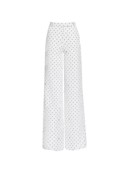 Pantaloni palazzo Elie Saab cu buline alb