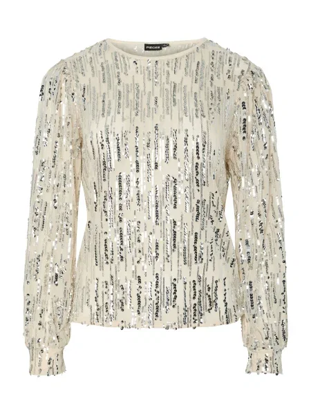 PIECES Tricou PCMALLE / argintiu bej