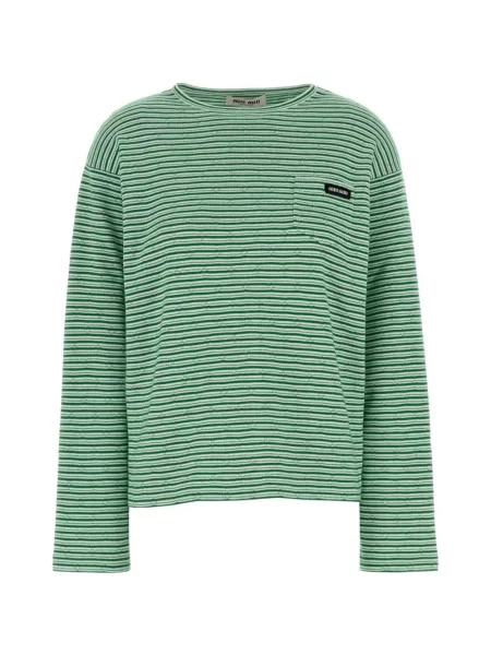 Tricou Miu Miu cu broderie verde