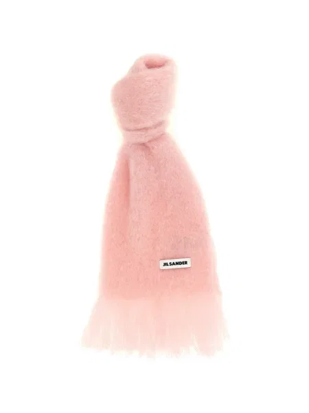 Fular Jil Sander cu franjuri roz